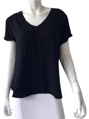 Cloth & Stone Black V-Neck Hi-Low Top Soft Rayon Fabric